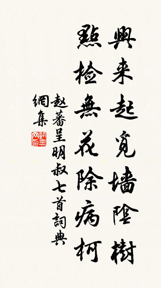 赵蕃兴来起觅墙阴树，点检无花除病柯书法作品欣赏