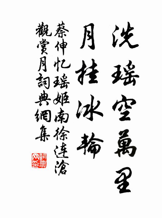 蔡伸洗瑶空万里，月挂冰轮书法作品欣赏