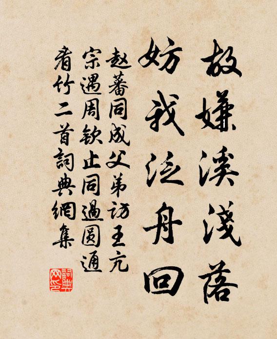 赵蕃故嫌溪浅落，妨我泛舟回书法作品欣赏