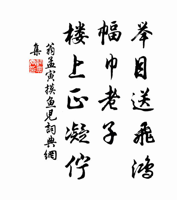 翁孟寅举目送飞鸿，幅巾老子，楼上正凝伫书法作品欣赏