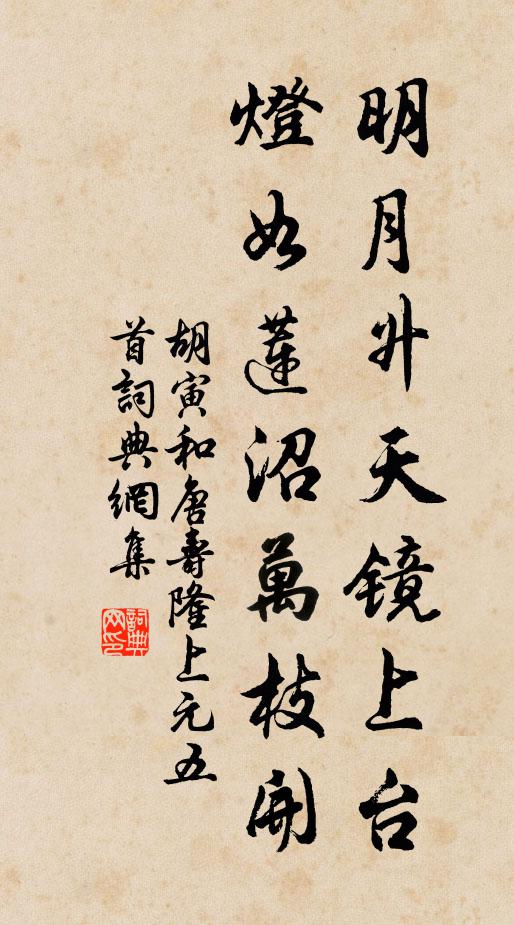 胡寅明月升天镜上台，灯如莲沼万枝开书法作品欣赏