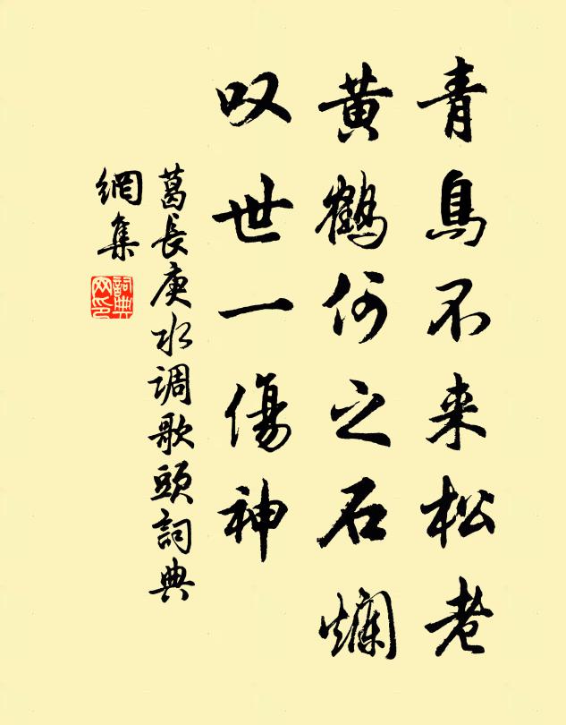 葛长庚青鸟不来松老，黄鹤何之石烂，叹世一伤神书法作品欣赏