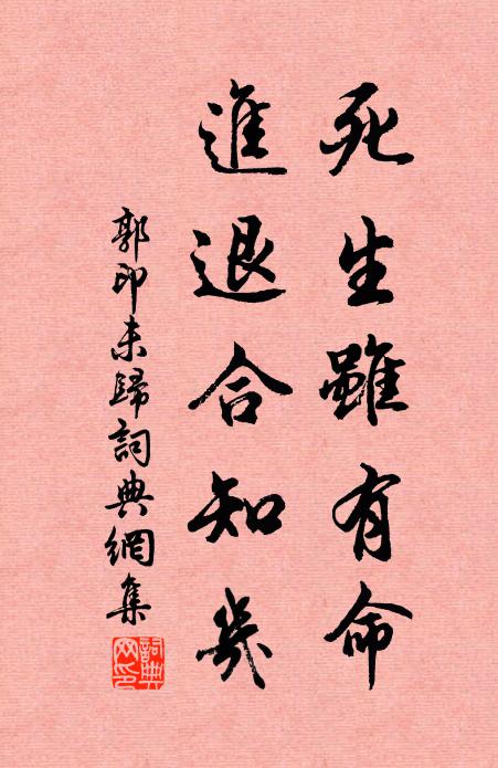 郭印死生虽有命，进退合知几书法作品欣赏