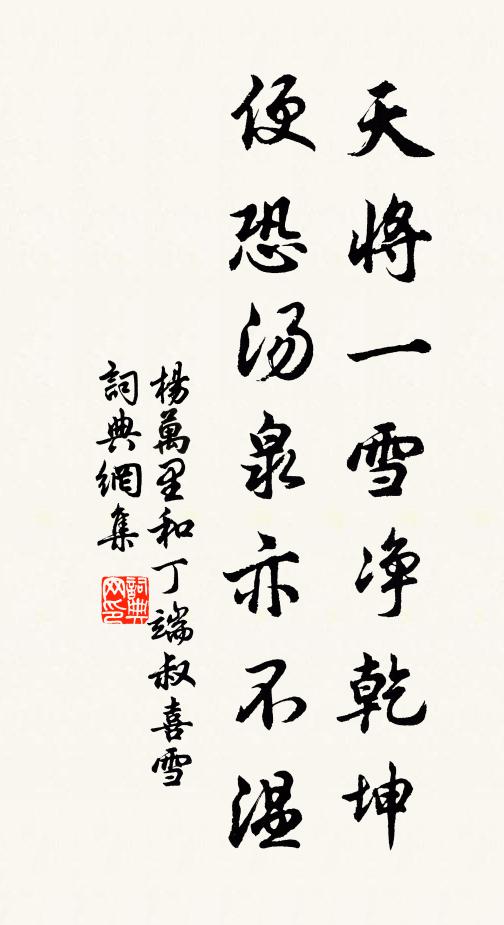 杨万里天将一雪净乾坤，便恐汤泉亦不温书法作品欣赏