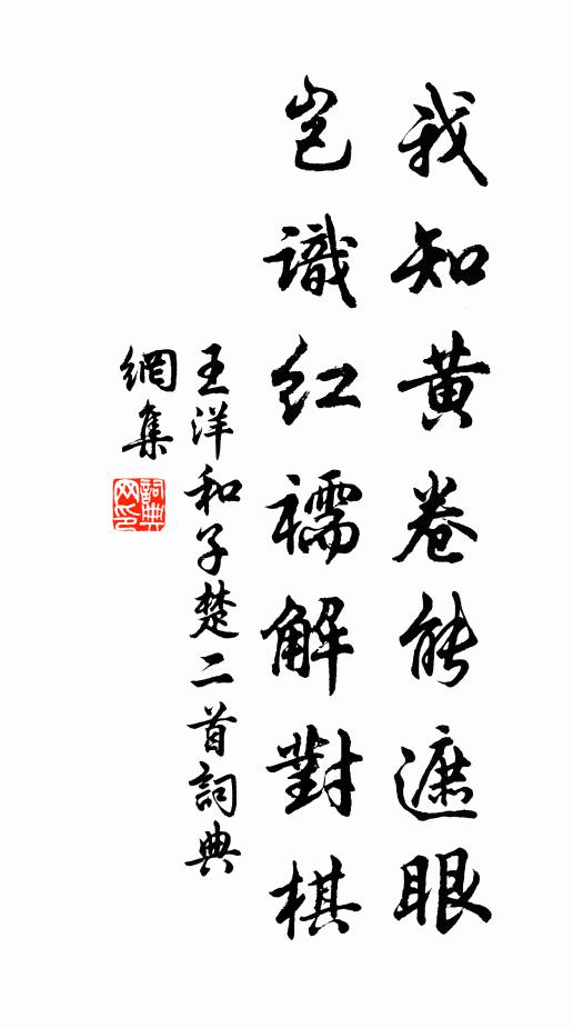 王洋我知黄卷能遮眼，岂识红襦解对棋书法作品欣赏