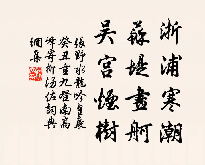 张野浙浦寒潮，苏堤画舸，吴宫烟树书法作品欣赏