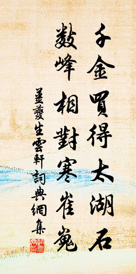 姜夔千金买得太湖石，数峰相对寒崔嵬书法作品欣赏