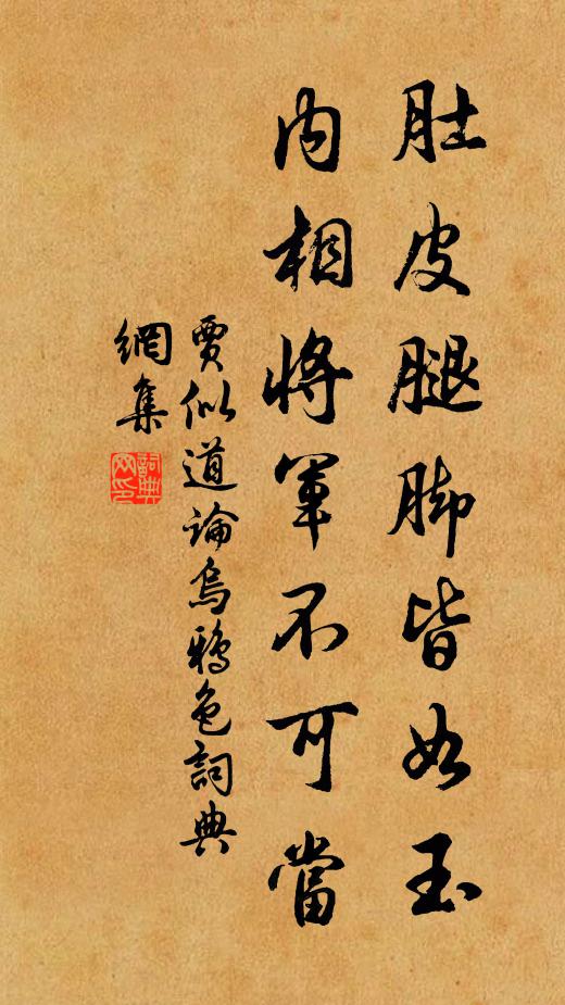 贾似道肚皮腿脚皆如玉，内相将军不可当书法作品欣赏