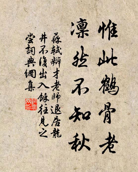 苏轼惟此鹤骨老，凛然不知秋书法作品欣赏