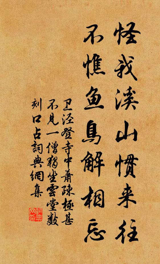 卫泾怪我溪山惯来往，不憔鱼鸟解相忘书法作品欣赏