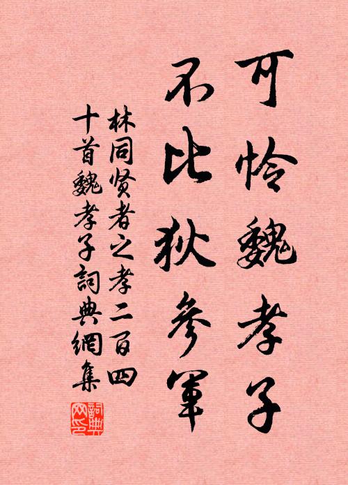 林同可怜魏孝子，不比狄参军书法作品欣赏