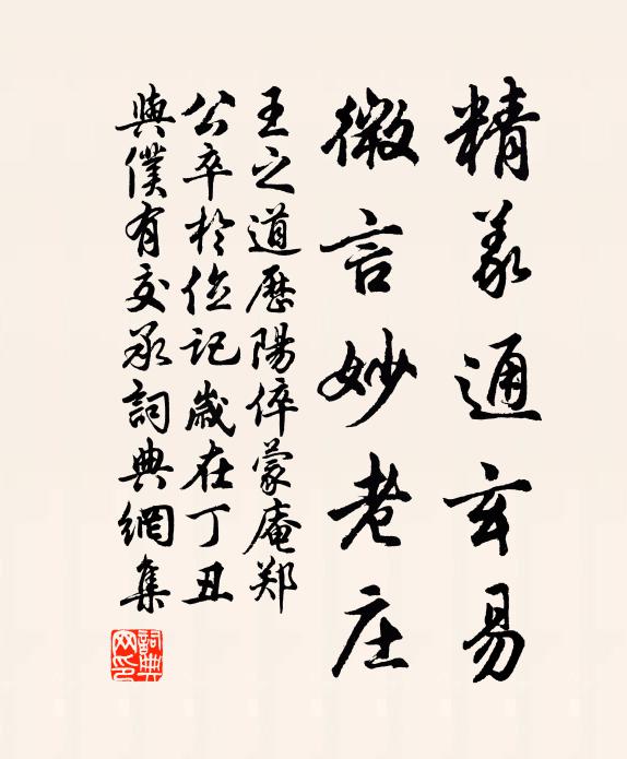 王之道精义通玄易，微言妙老庄书法作品欣赏