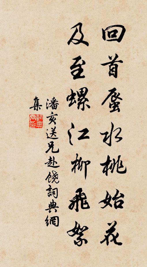 潘亥回首蜃水桃始花，及至螺江柳飞絮书法作品欣赏
