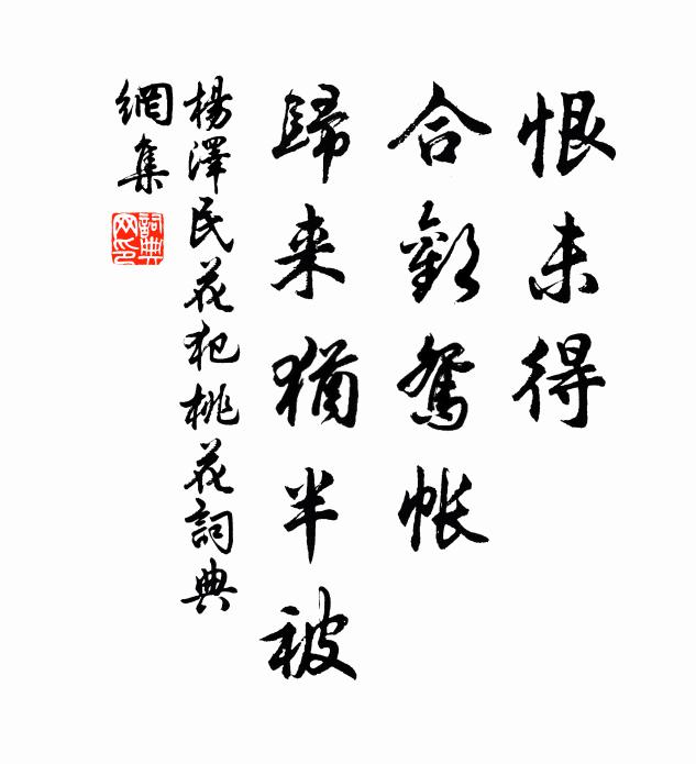恨未得、合欢鸳帐，归来犹半被书法作品欣赏