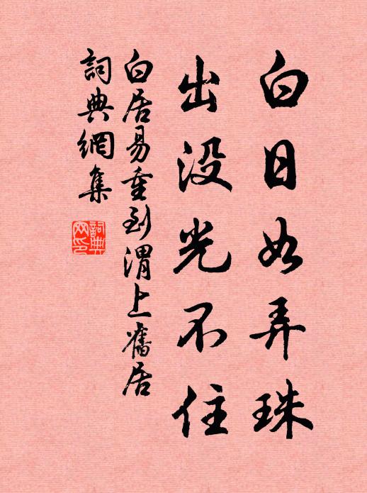 白居易白日如弄珠，出没光不住书法作品欣赏