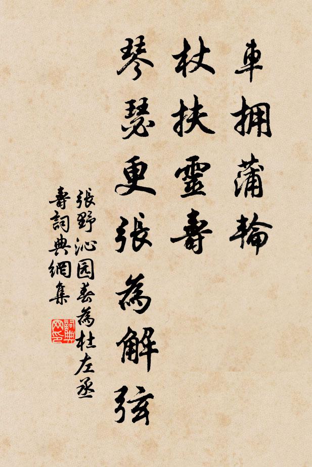 张野车拥蒲轮，杖扶灵寿，琴瑟更张为解弦书法作品欣赏