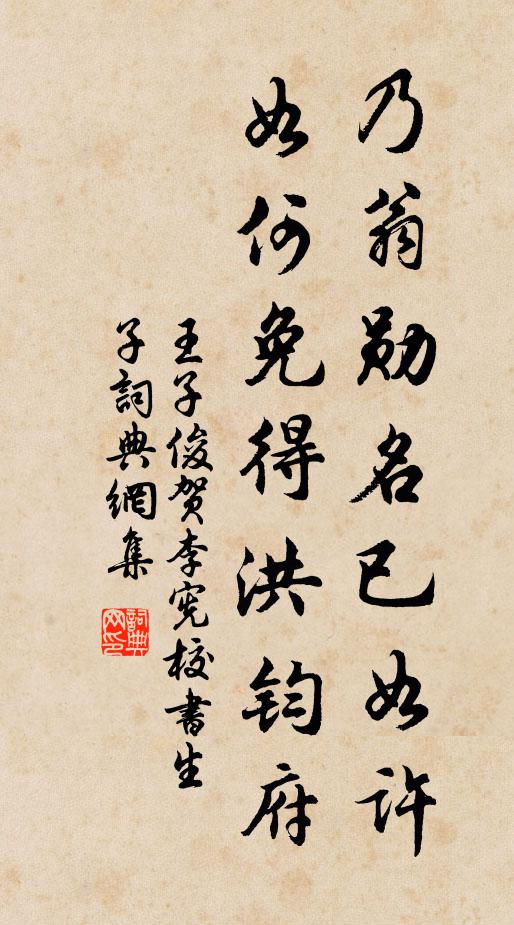 王子俊乃翁勋名已如许，如何免得洪钧府书法作品欣赏