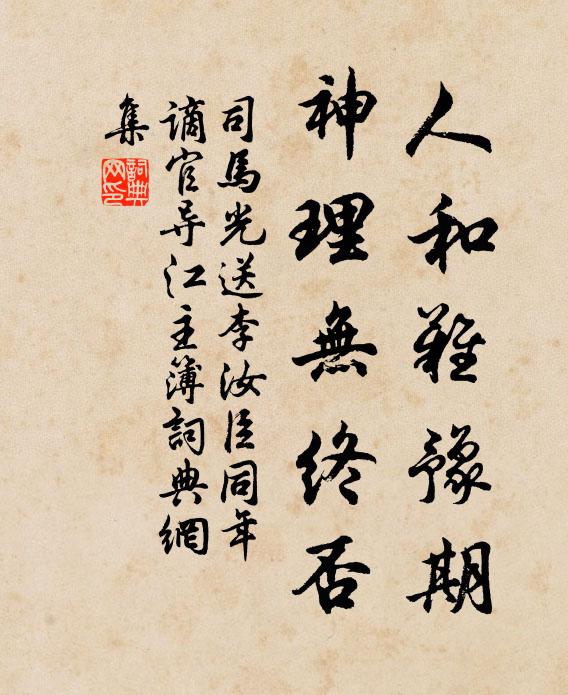 司马光人和难豫期，神理无终否书法作品欣赏