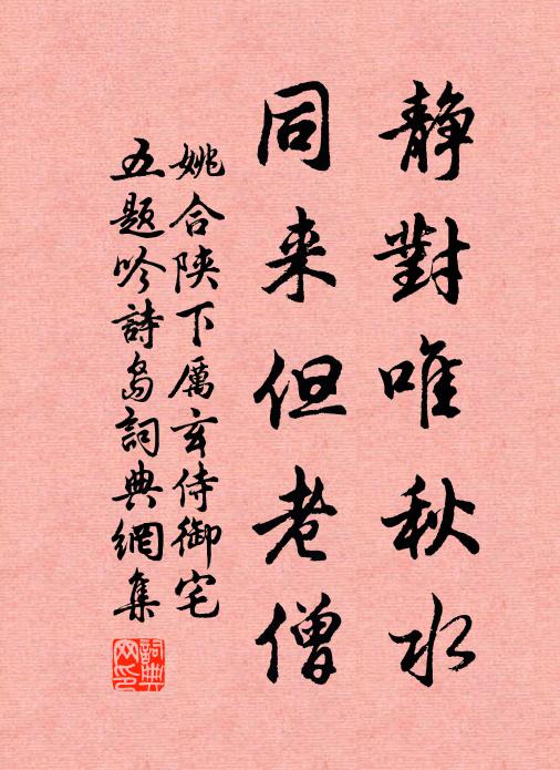 姚合静对唯秋水，同来但老僧书法作品欣赏