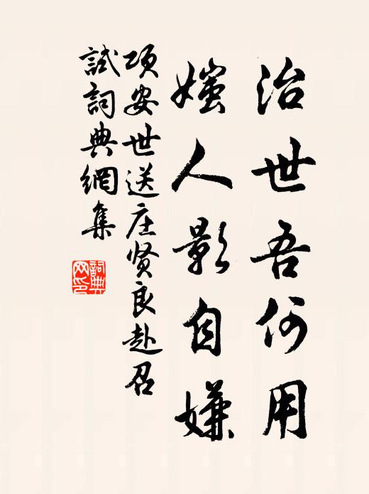 项安世治世吾何用，媸人影自嫌书法作品欣赏