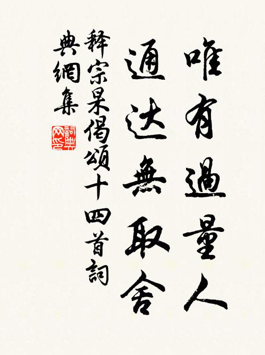 释宗杲唯有过量人，通达无取舍书法作品欣赏
