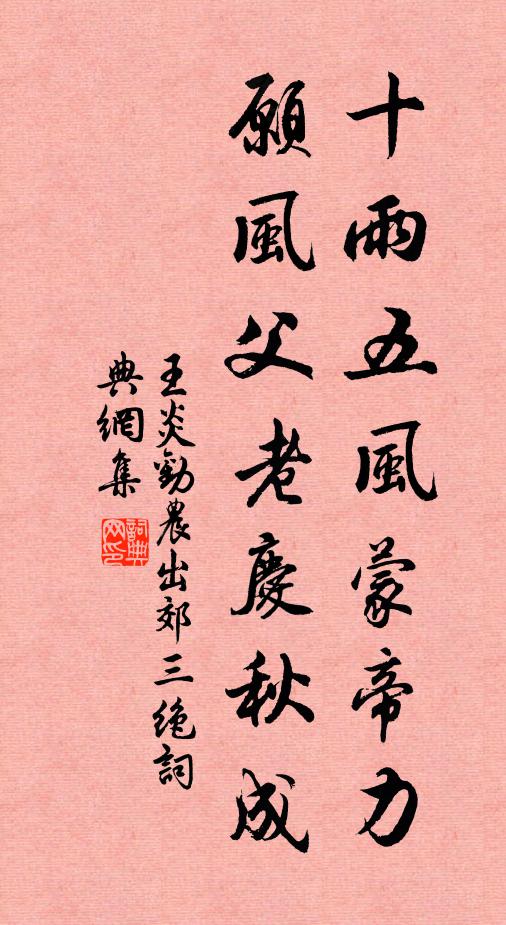 王炎十雨五风蒙帝力，愿风父老庆秋成书法作品欣赏