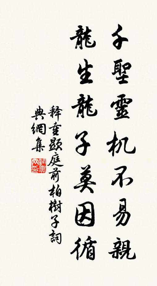 释重顯千圣灵机不易亲，龙生龙子莫因循书法作品欣赏