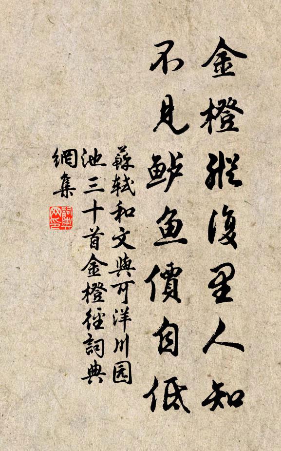 苏轼金橙纵复里人知，不见鲈鱼价自低书法作品欣赏