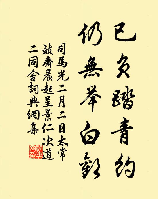 司马光已负踏青约，仍无举白欢书法作品欣赏