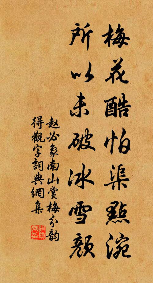 赵必象梅花酷怕渠点涴，所以未破冰雪颜书法作品欣赏