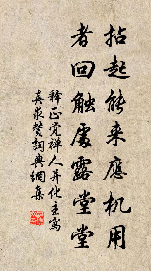 释正觉拈起能来应机用，者回触处露堂堂书法作品欣赏