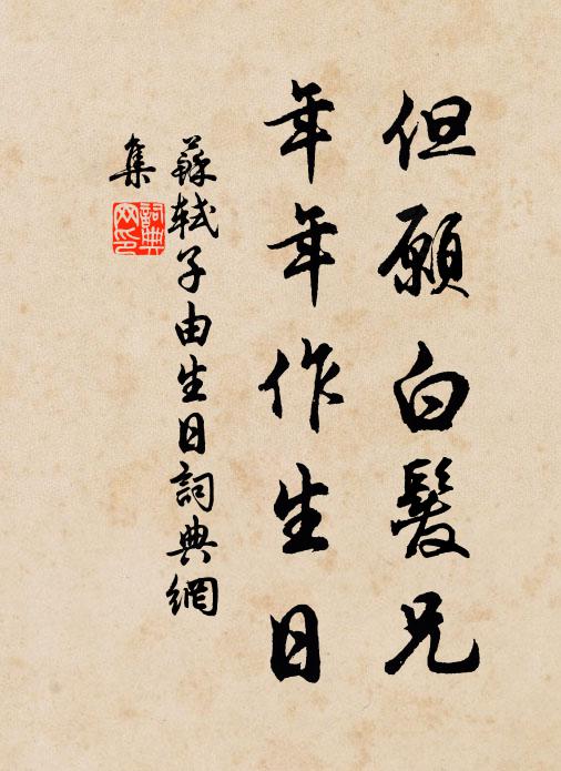 苏轼但愿白发兄，年年作生日书法作品欣赏