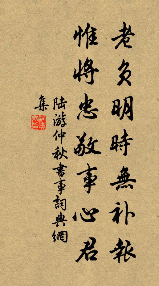 陆游老负明时无补报，惟将忠敬事心君书法作品欣赏