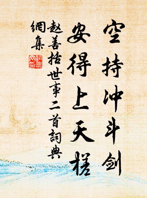 赵善括空持冲斗剑，安得上天槎书法作品欣赏