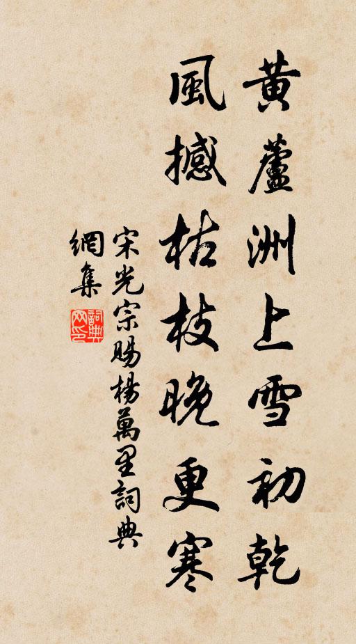 宋光宗黄芦洲上雪初乾，风撼枯枝晚更寒书法作品欣赏