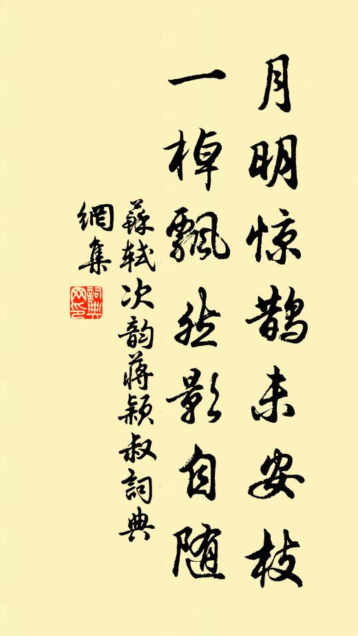 苏轼月明惊鹊未安枝，一棹飘然影自随书法作品欣赏