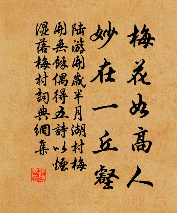 陆游梅花如高人，妙在一丘壑书法作品欣赏