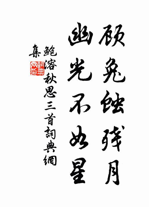 鲍溶顾兔蚀残月，幽光不如星书法作品欣赏