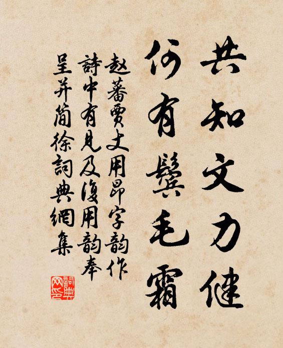 赵蕃共知文力健，何有鬓毛霜书法作品欣赏