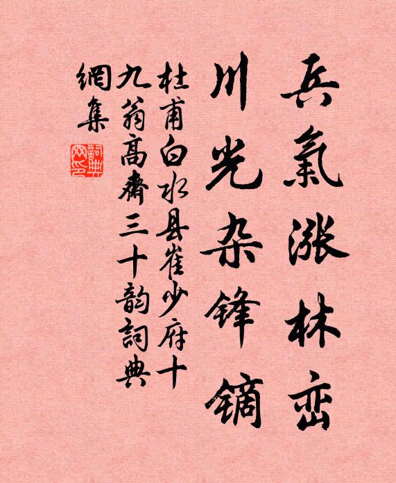 杜甫兵气涨林峦，川光杂锋镝书法作品欣赏