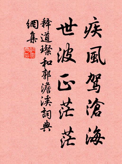释道璨疾风驾沧海，世波正茫茫书法作品欣赏