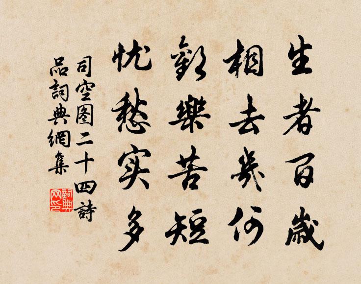 司空图生者百岁，相去几何，欢乐苦短，忧愁实多书法作品欣赏