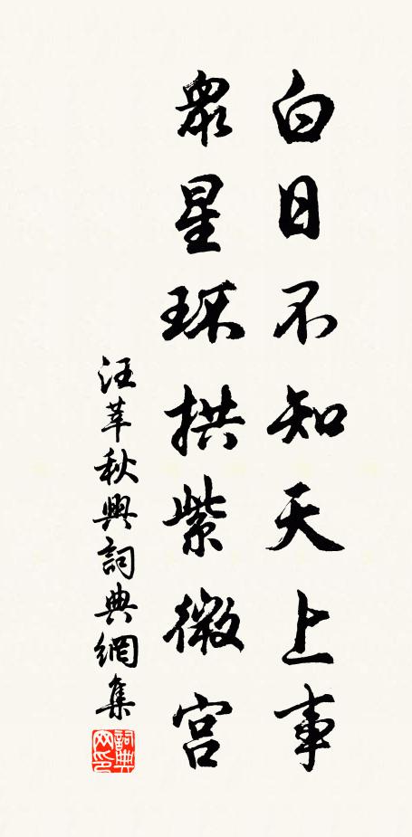 汪莘白日不知天上事，众星环拱紫微宫书法作品欣赏