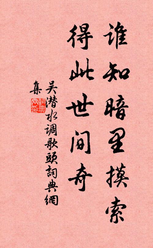 吴潜谁知暗里摸索，得此世间奇书法作品欣赏