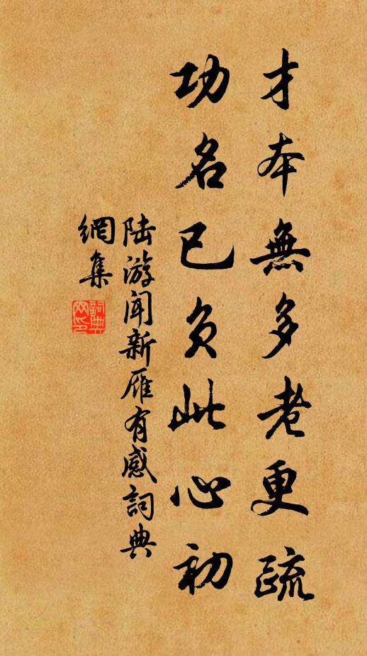 陆游才本无多老更疏，功名已负此心初书法作品欣赏