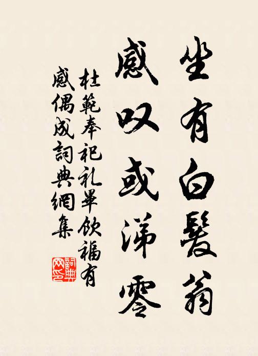 杜范坐有白发翁，感叹或涕零书法作品欣赏