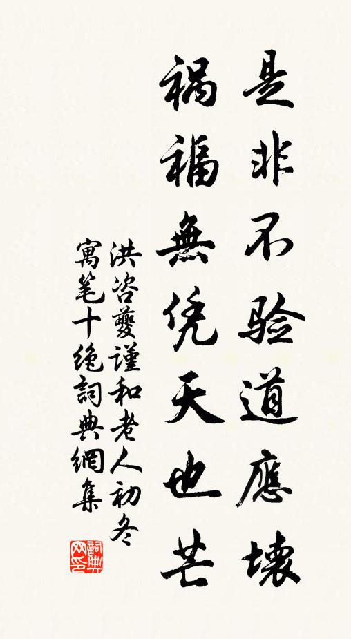 洪咨夔是非不验道应坏，祸福无凭天也芒书法作品欣赏