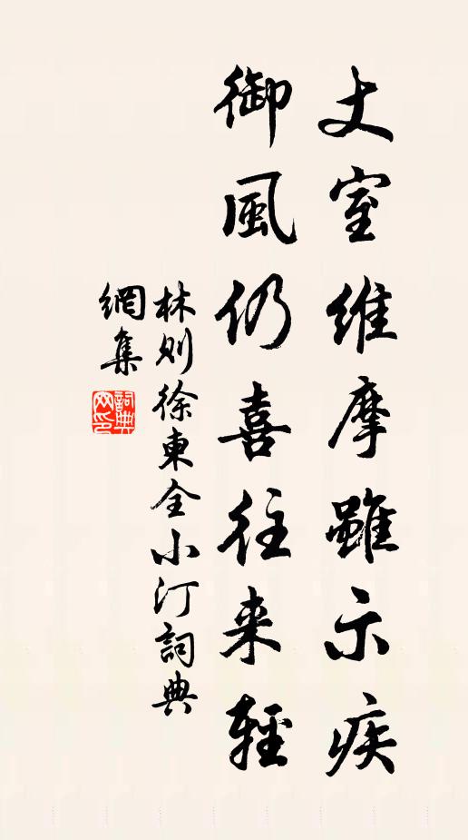 林则徐丈室维摩虽示疾，御风仍喜往来轻书法作品欣赏