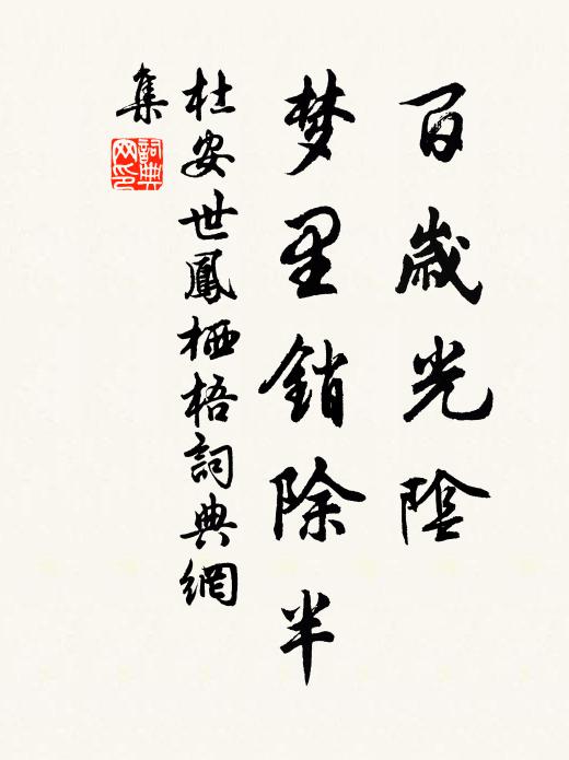 杜安世百岁光阴，梦里销除半书法作品欣赏