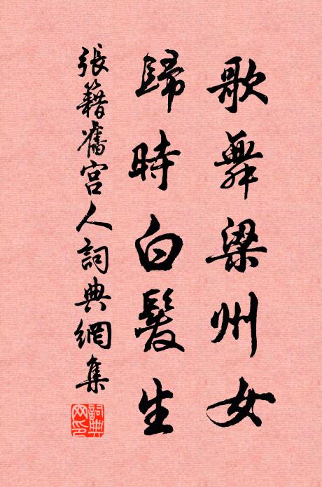 张籍歌舞梁州女，归时白发生书法作品欣赏